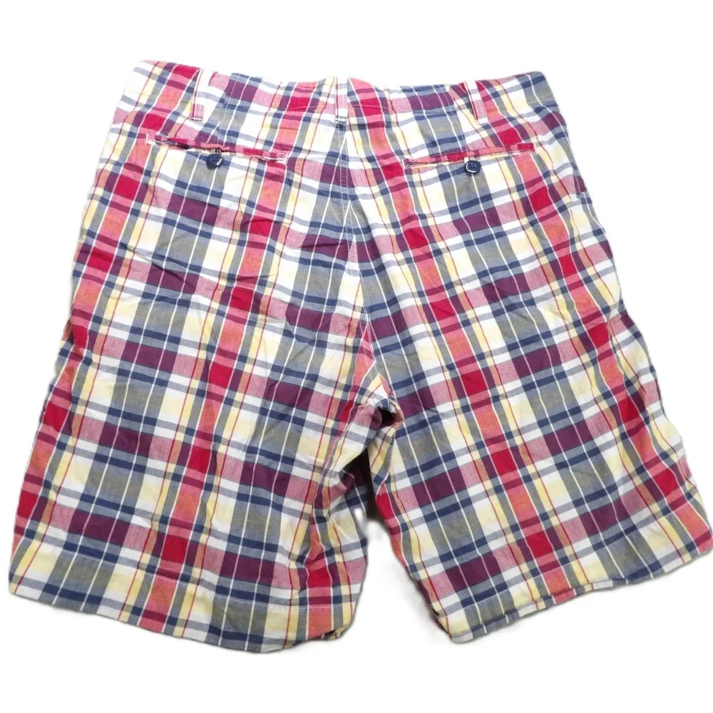 Y2K Polo Jeans Co Ralph Lauren Plaid‎ Shorts Men 38 Red Blue Cotton Chino Preppy